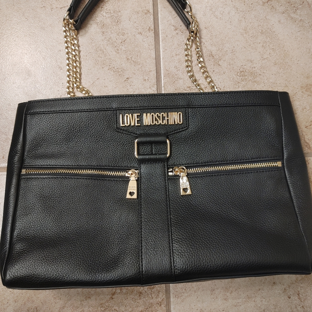 Genuine black leather Love moschino handbag